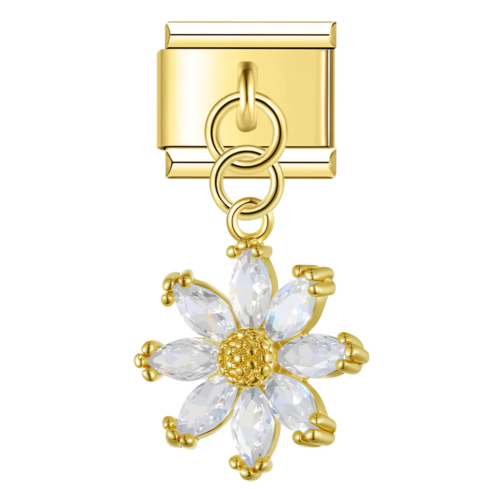 Edelstein Blume Gold Anhänger