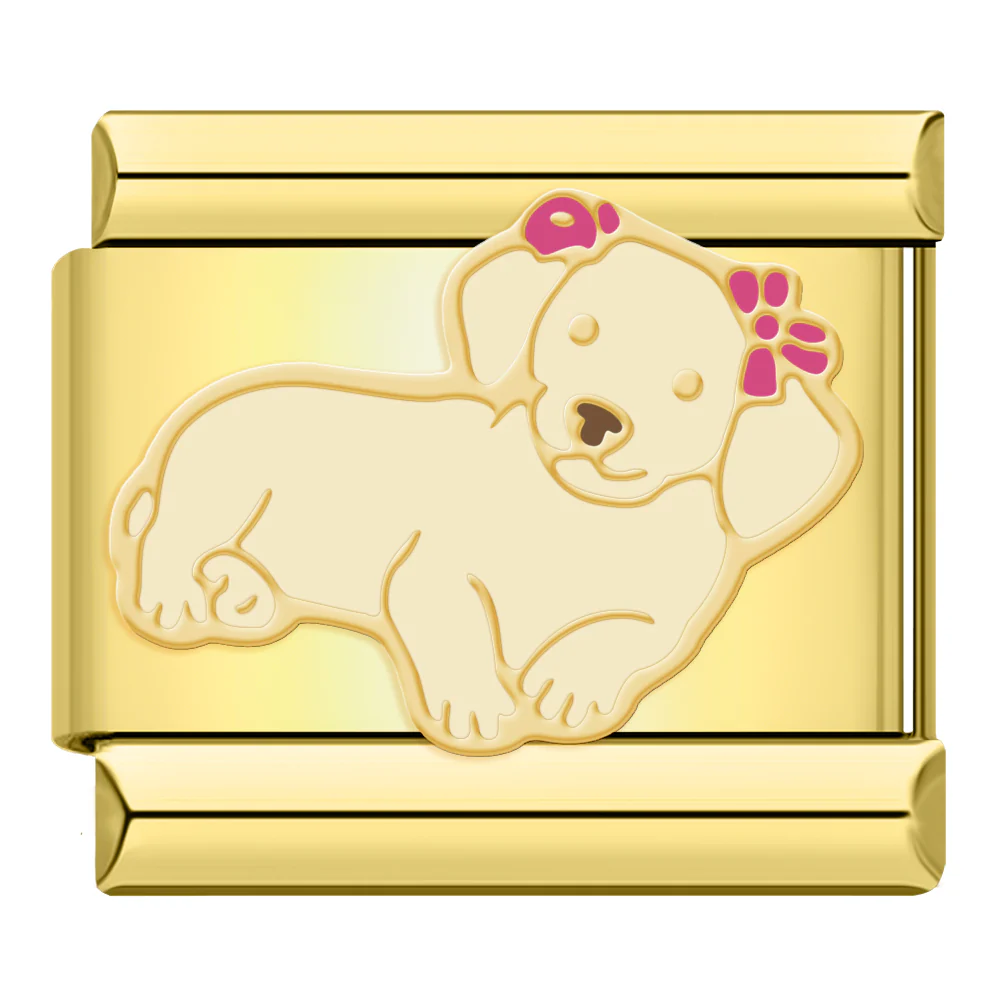 Hund mit Blumenkrone