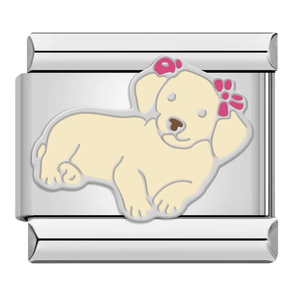 Hund mit Blumenkrone Silber
